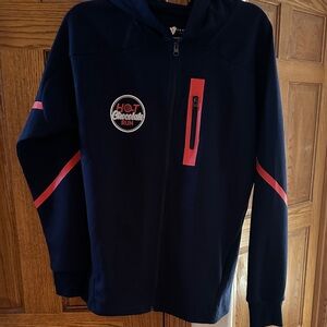 Women's Hot Chocolate Run Navy Blue Hoodie with Red Accents